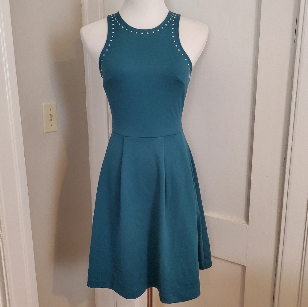 Teal studded dress